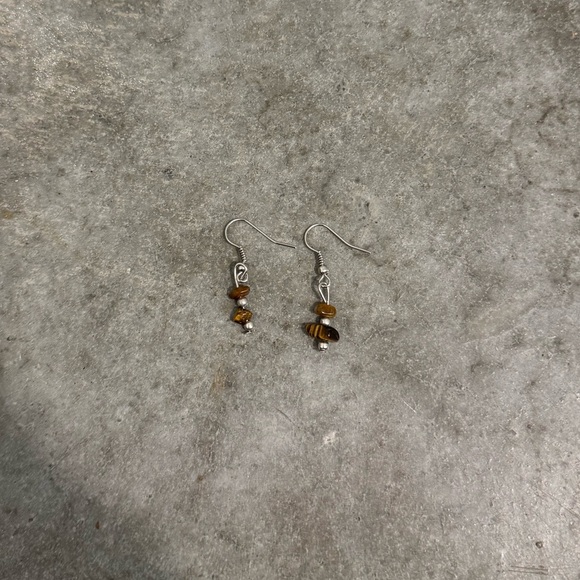 Tiger's‎ eye and silver earrings - Picture 1 of 3
